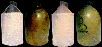 Whiskey jug unearthed in the cellar., sold whiskey to ships on the nearby docks.